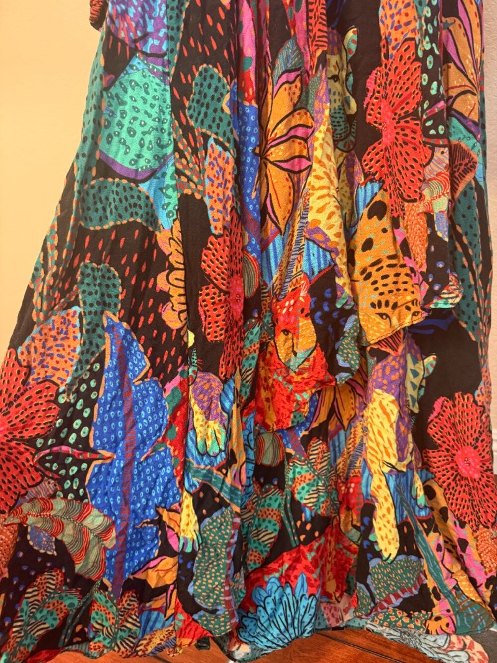 FARM Rio Cool Leopards V-Neck Ruffle Maxi Dress, Size S - Picture 6 of 6